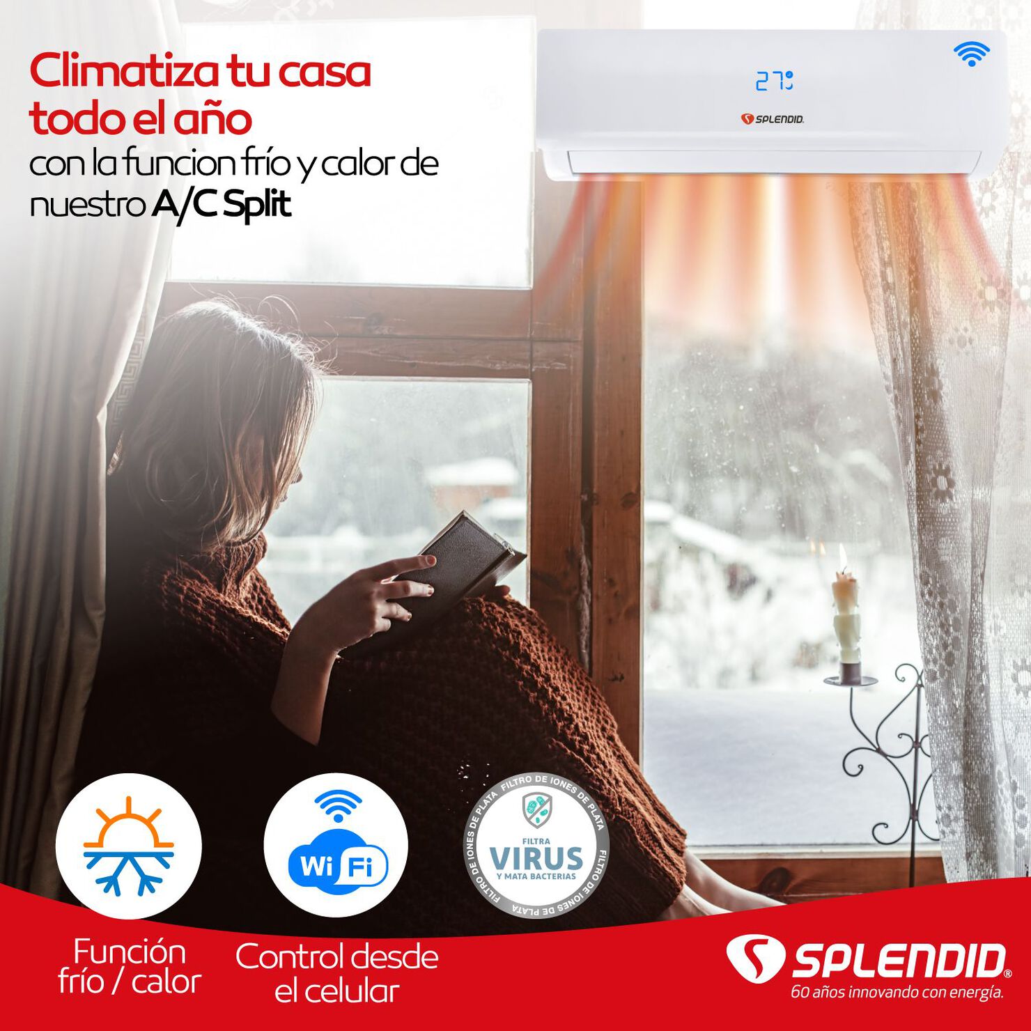 Aire Acondicionado Portátil 9.000 Btu (Frío y Calor) - Splendid